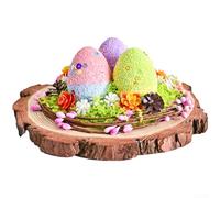 Entgoinggo Easter Egg-Nest Decoration with Woven Vine and Pine Cone Accents, Handcrafted Foam Ornament for Tabletop Centrepieces and Spring Home Display, Multicolor