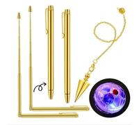 Entgoinggo Extendable Copper Dowsing Rods Comfortable Handles 360 Rotation Divination Pendulum Set Energy Detection Water Finding Treasure Hunting Paranormal Scanning Spiritual(B)