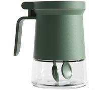 Entgoinggo Glass Spice Jars, With Double Seal And Built-in Spoons Moisture-proof Seasoning Containers, For Kitchen Storage One-hand Press Open Design, For Easy(Rainforest Green)