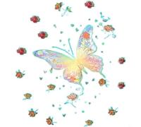 Entgoinggo Glow In The Dark Butterfly Rose Wall Sticker PVC Self Decal, For Bedroom Living Room Study Waterproof Luminous Art Decor, With Minimalist, For American(YG_B031 Blue Light)