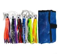 Entgoinggo Glow In The Dark Octopus Skirt Fishing Lure, With Reflective Flash Sheet, For Deep Sea Trolling And Boat Fishing Soft PVC Tentacles To Attract Tuna Marlin(7)