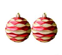 Entgoinggo Large 8cm Christmas Ball Ornaments Set for Tree Decorations in 5 Classic Colours Gold Red Blue Purple Brown Plastic 2pcs Each for Festive Home and Holiday Decor(Red)
