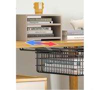 Entgoinggo Metal Under Desk Hanging Shelf Organizer Hook Mount No Drilling Space Saving Storage Rack For Office Home Black White(M White)