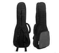 Entgoinggo Oxford Cloth Ukulele Bag with Transparent Side Pocket 23 Inch Soft Sponge Padding Adjustable Shoulder Backpack for Travel (Black)
