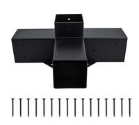 Entgoinggo Pergola Bracket Kit, 4 Way Heavy Duty Corner Bracket for Lumber Garden Metal Gazebo with Screws DIY Outdoor Structure 4x4 Inch(A)