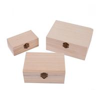 Entgoinggo Plain Wooden Storage Box, With Hinged Lid And Strong Latch Natural Paulownia Craft Chest, For Keepsakes Wedding Gifts Christmas Eve Boxes And Home Organization(S+M+L)
