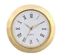 Entgoinggo Quartz Clock Inserts, 36MM Round Quartz Clock Insert with Roman Numerals, Wall Clock Quartz Movement White for DIAL Gold Trim for Kitchen Home Living Room Bedroom(A)