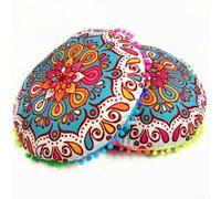 Entgoinggo Round Cushion Cover Pillowcase, 43CM Mandala Life ART Bohemian Round Cushion Cover, for Yoga Living Room Bedroom Seating Area Floor (#4)