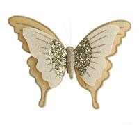 Entgoinggo Set of 3 Velvet Bow Clips Christmas Tree Decorations with Double-Layer Flocked Design in Green, Gold and Pink for Festive Holiday Ornament Displays(Gold)