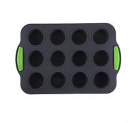 Entgoinggo Silicone Muffin Pan 12 Holes Non-Stick Cupcake Moulds Baking Tray For Egg Bites Tarts And Cookies Dishwasher Safe Bakeware For And Lekue(Grey)