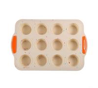 Entgoinggo Silicone Muffin Pan 12 Holes Non-Stick Cupcake Moulds Baking Tray For Egg Bites Tarts And Cookies Dishwasher Safe Bakeware For And Lekue(Beige)