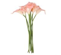 Entgoinggo Simulation PU Calla Lily, Mini Calla Lily Vase Artificial Flower Arrangement, Home Table Decoration Fake Flowers(for PINK)