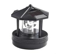 Entgoinggo Solar Powered Lighthouse, Weatherproof LED Lighthouses Ornament, Outdoor Miniature Rotating Garden Solar Light, for Garden Lawn Patio Pathway Yard Decor(Black)