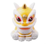Entgoinggo Solar Powered Lion Dance Dashboard Ornament Automatic Nodding Chinese Fortune Decoration For Car Interior Good Luck For Chinese New Year Festival(Yellow)
