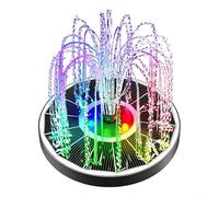Entgoinggo Solar Powered Water Fountain, With Colorful LED Lights Floating Birdbath Pump, With 3 Nozzles, For Garden Pond Patio Outdoor Decor Wire-Free Automatic Spray Feature(Transparent Nozzle)