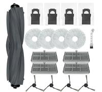 Entgoinggo Vacuum Cleaner Replacement Parts, 18pcs for Mova E40 Ultra Robot, 1 Main Brush, 4 HEPA Filters, 4 Wiper Pads, 4 Side Brushes, 4 Dust Bags, 1 Brush, Accessory Kit
