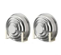 Entgoinggo Wall Mounted Pot Lid Rack Adjustable Stainless Steel Kitchen Organizer, For Cutting Boards And Baking Trays No Drill Storage Hooks Holder Set Of 4(White)