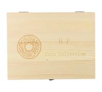 Entgoinggo Wooden Coin Storage Box With Vintage Design Adjustable For 30 To 100 Coins(30pcs)