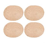 Entgoinggo Woven Placemats, 4Pcs Oval Jute Woven Placemats Dining Table Set, Handcrafted Grass Heat Resistant Coasters Kitchen Dining Decor