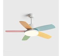 ENTHERONIC 5 Colored blades Ceiling Fans With Lights Kids Room Creative ceiling fan with light and remote 60W LED 3 Color Dimmable Ceiling fans Modern Ceiling lighting Fixture