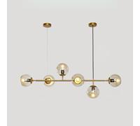 ENTHERONIC 6 Light E27 Modern Chandelier Industrial Indoor Ceiling Hanging Pendant Lamp with globe glass lampshade Adjustable Pendant Lighting Fixture for Kitchen Island Bedroom Dining