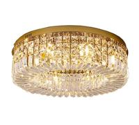 ENTHERONIC Crystal Ceiling Lights Gold Modern Crystal Chandelier Flush Mount European Ceiling Light Fixture Round Indoor Lighting Fixtures for Living Room Dining Room Bedroom Foyer