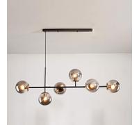 ENTHERONIC Mid Century 6-Light Pendant Lamp Modern Industrial Long Pendant Light With Globe Glass Lampshade E27 Adjustable Hanging Light Minimalist Chandelier For Kitchen Island Bedroom Dining Lightin