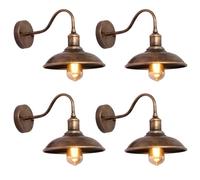 ENTHERONIC Outdoor Wall Lights Retro Anti-Rust Waterproof Exterior Wall Sconce Gooseneck Wall Mount Porch Garage Lighting Fixture E27 Vintage Bronze Outdoor Wall Lamp For House