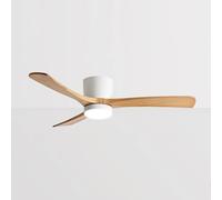 ENTHERONIC Quiet Ceiling Fans With Light Modern LED Ceiling Fan With Light And Remote, 6 Wind Speeds, Reversible, Solid Wood Blades Flush Mount Ceiling Fans With Light For Bedroom Living Room Kids Roo