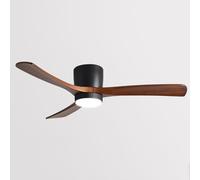 ENTHERONIC Quiet Ceiling Fans With Light Modern LED Ceiling Fan With Light And Remote, 6 Wind Speeds, Reversible, Solid Wood Blades Flush Mount Ceiling Fans With Light For Bedroom Living Room Kids Roo