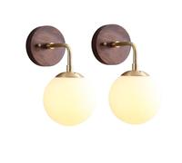 ENTHERONIC Vintage Wall Sconces Round Circle Creative Wall Light Glass Lampshade Wall Lamp Set Of 2 Wall Lighting E27 Bulb Base Wall Sconce Light Personalized Wall Light Fixtures For Restaurant