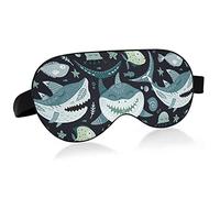 Enthic Sharks Open Mouth with Teeth Seamless On Dark Eye Masks Cover Blocks Light Sleep Mask Shade Cover Blindfold Relaxing Eyeshade Cover with Adjustable Head Strap for Men Women Kids