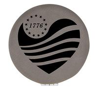 Enthoozies 1776 Heart Gray Laser Engraved Leatherette Compact Mirror - Stylish and Practical Portable Makeup Mirror - 2.5 Inch Diameter