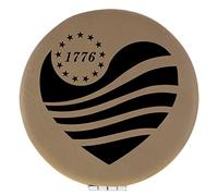 Enthoozies 1776 Heart Light Brown Laser Engraved Leatherette Compact Mirror - Stylish and Practical Portable Makeup Mirror - 2.5 Inch Diameter