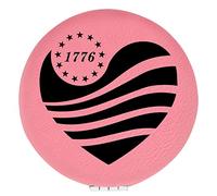Enthoozies 1776 Heart Pink Laser Engraved Leatherette Compact Mirror - Stylish and Practical Portable Makeup Mirror - 2.5 Inch Diameter
