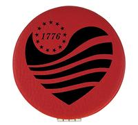 Enthoozies 1776 Heart Red Laser Engraved Leatherette Compact Mirror - Stylish and Practical Portable Makeup Mirror - 2.5 Inch Diameter
