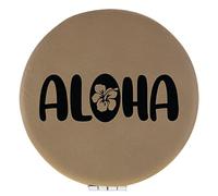Enthoozies Aloha Light Brown Laser Engraved Leatherette Compact Mirror - Stylish and Practical Portable Makeup Mirror - 2.5 Inch Diameter
