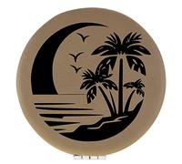 Enthoozies Beach Palm Trees Light Brown Laser Engraved Leatherette Compact Mirror - Stylish and Practical Portable Makeup Mirror - 2.5 Inch Diameter