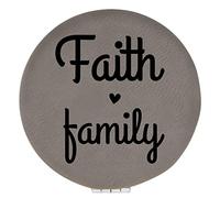 Enthoozies Faith Family Religious Gray Laser Engraved Leatherette Compact Mirror - Stylish and Practical Portable Makeup Mirror - 2.5 Inch Diameter