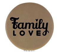 Enthoozies Family Love Light Brown Laser Engraved Leatherette Compact Mirror - Stylish and Practical Portable Makeup Mirror - 2.5 Inch Diameter