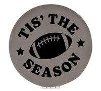 Enthoozies Football Tis' The Season Gray Laser Engraved Leatherette Compact Mirror - Stylish and Practical Portable Makeup Mirror - 2.5 Inch Diameter