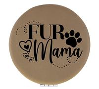 Enthoozies Fur Mama Light Brown Laser Engraved Leatherette Compact Mirror - Stylish and Practical Portable Makeup Mirror - 2.5 Inch Diameter
