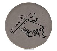 Enthoozies Holy Cross Bible Religious Gray Laser Engraved Leatherette Compact Mirror - Stylish and Practical Portable Makeup Mirror - 2.5 Inch Diameter