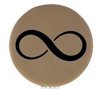 Enthoozies Infinity Loop Light Brown Laser Engraved Leatherette Compact Mirror - Stylish and Practical Portable Makeup Mirror - 2.5 Inch Diameter
