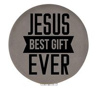 Enthoozies Jesus Best Ever Religious Gray Laser Engraved Leatherette Compact Mirror - Stylish and Practical Portable Makeup Mirror - 2.5 Inch Diameter