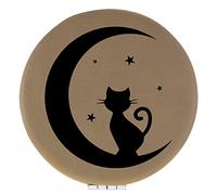 Enthoozies Kitty Cat on The Moon Light Brown Laser Engraved Leatherette Compact Mirror - Stylish and Practical Portable Makeup Mirror - 2.5 Inch Diameter