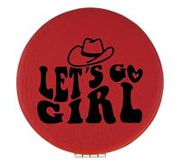 Enthoozies Let's Go Girl Red Laser Engraved Leatherette Compact Mirror - Stylish and Practical Portable Makeup Mirror - 2.5 Inch Diameter