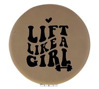 Enthoozies Lift Like a Girl Light Brown Laser Engraved Leatherette Compact Mirror - Stylish and Practical Portable Makeup Mirror - 2.5 Inch Diameter