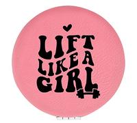 Enthoozies Lift Like a Girl Pink Laser Engraved Leatherette Compact Mirror - Stylish and Practical Portable Makeup Mirror - 2.5 Inch Diameter