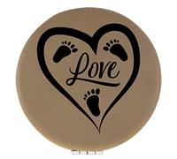 Enthoozies Love Baby Feet Light Brown Laser Engraved Leatherette Compact Mirror - Stylish and Practical Portable Makeup Mirror - 2.5 Inch Diameter